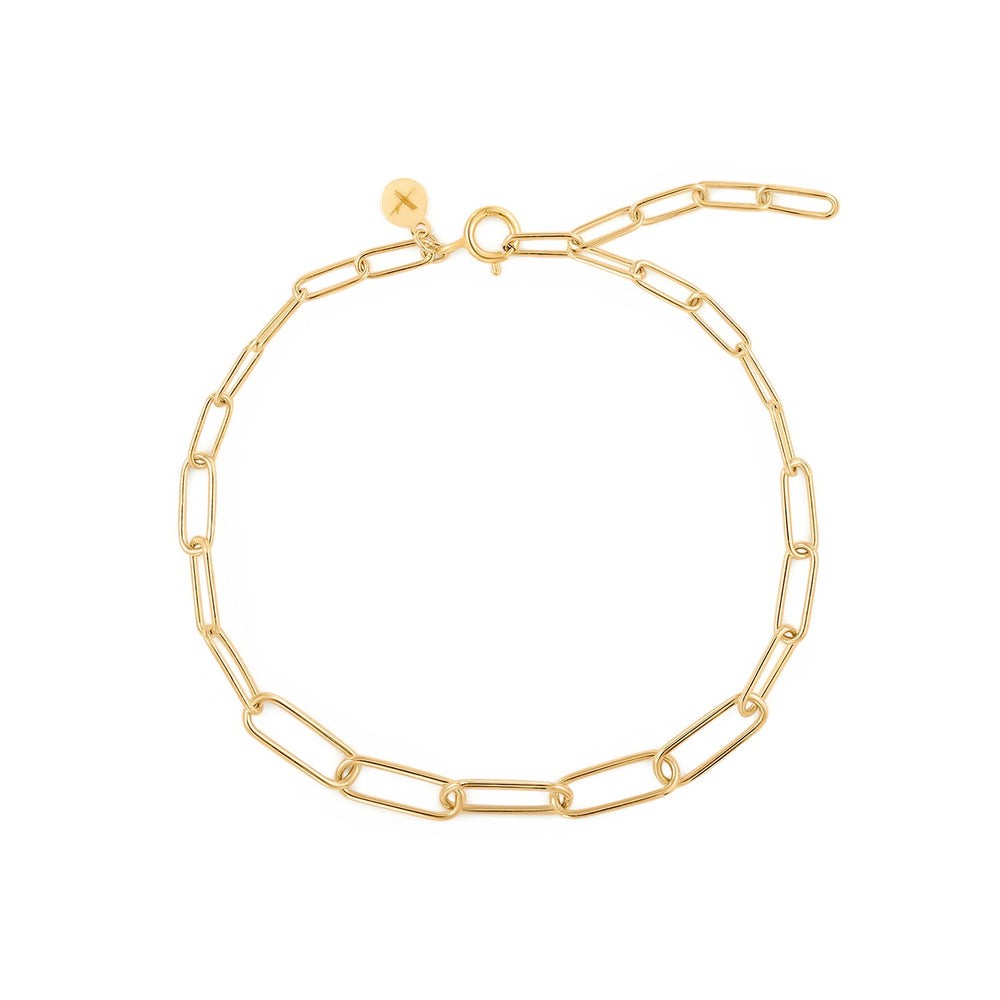 14K Yellow Gold Graduated Paper Link Bracelet