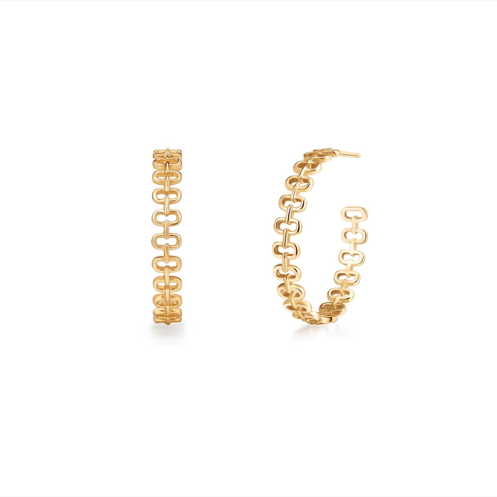 14K Yellow Gold Large Paper Clip Hoops