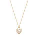 14K Yellow Gold Diamond Puff Heart Necklace