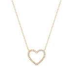 14K Yellow Gold Diamond Open Heart Necklace