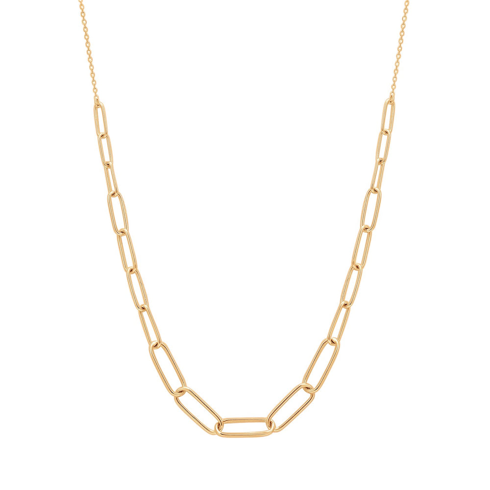 14K Yellow Gold Graduated Paper Clip Necklace