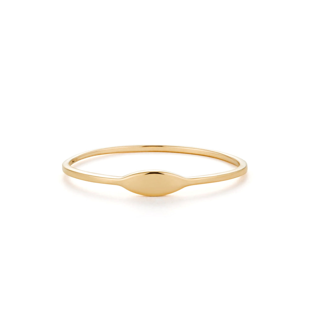 14K Yellow Gold Skinny Oval Signet Ring
