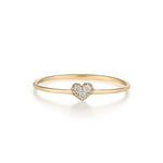 14K Yellow Gold Diamond Heart Stackable Ring