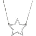 14K White Gold Diamond Star Necklace