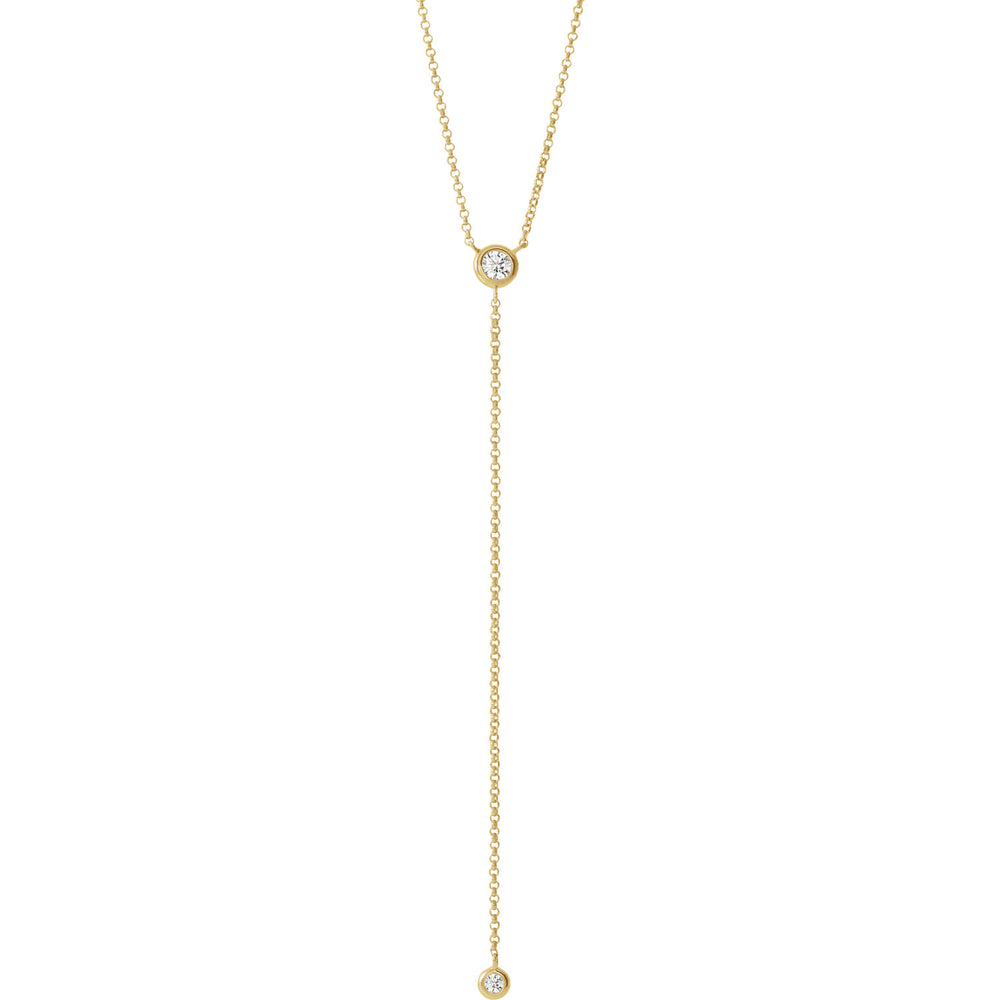 14K Gold Diamond Bezel "Y" Necklace
