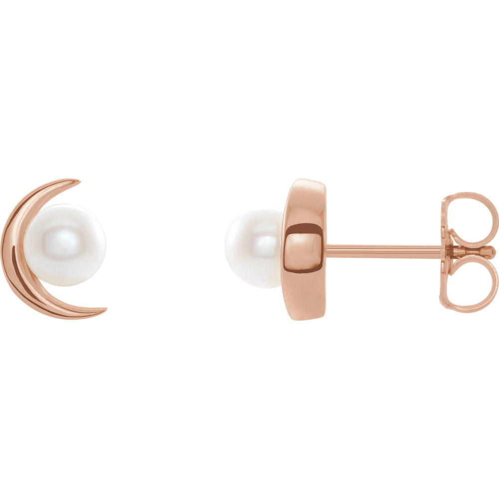 Pearl and Crescent Moon Earrings