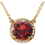 Garnet and Diamond Halo Necklace