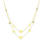 14K Gold Disc Double Strand Necklace