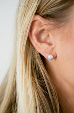 14K White Gold Pearl and Diamond Earrings